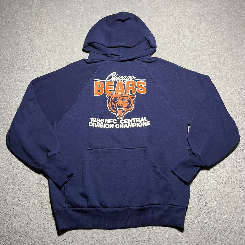 Vintage Chicago Bears Hoodie Boys Medium Logo 7 80s Pullover NFL Sweatshirt